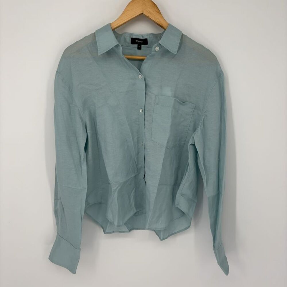 Theory Linen-Blend Boyfriend Shirt